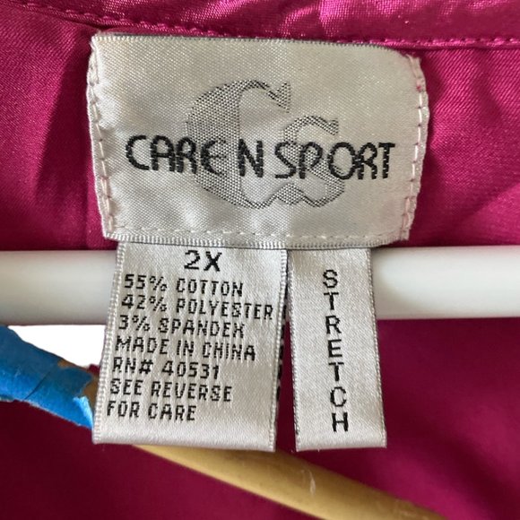 Care n Sport Women's Magenta Sleeves Less Blouse Stretch Top Size 2X - Picture 9 of 10